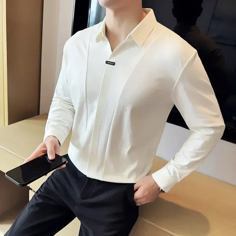 Специальная рубашка поло с V-образным вырезом и длинными рукавами Мужская