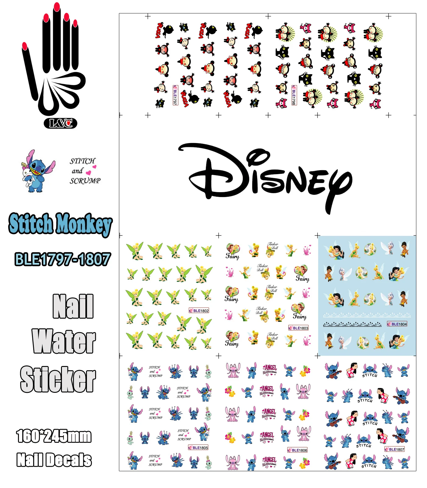 11 листов/партия водные переводные наклейки для ногтей |