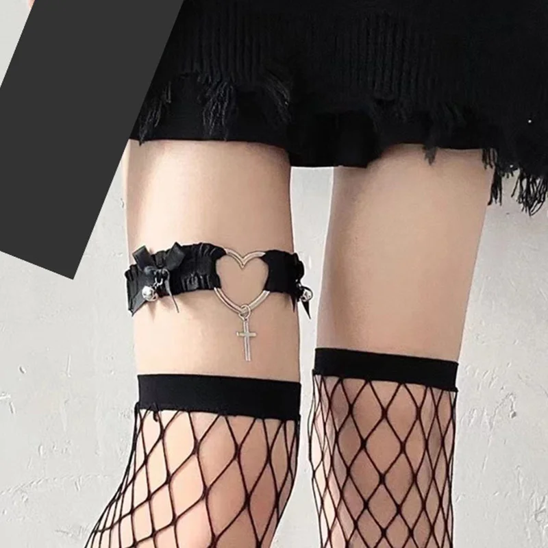 

Gothic Lace Garter Belt Heart Bowknot Cross Lolita Leg Garters Elastic Choker Leg Ring Strap Cosplay Bondage Lingerie Harness