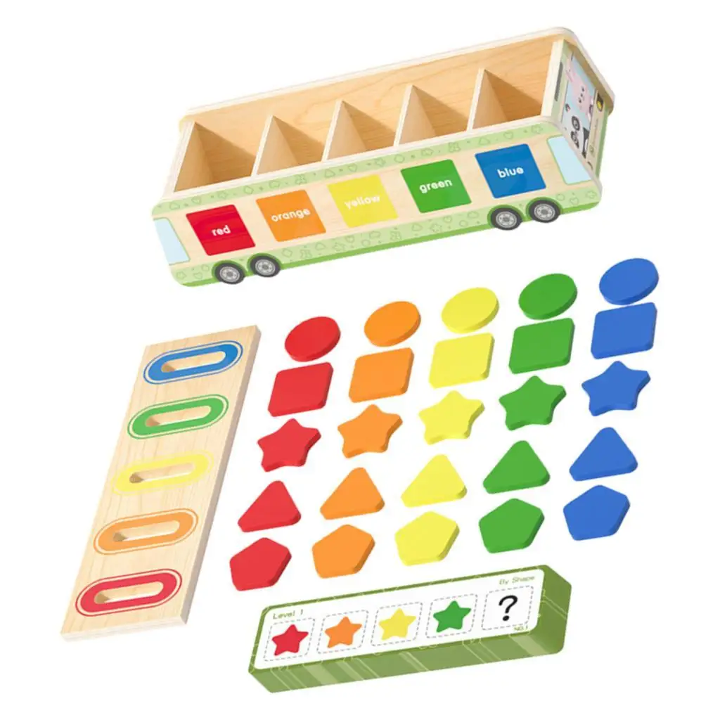 

Игрушка-сортировка деревянная, 25 геометрических блоков и 14 открыток
