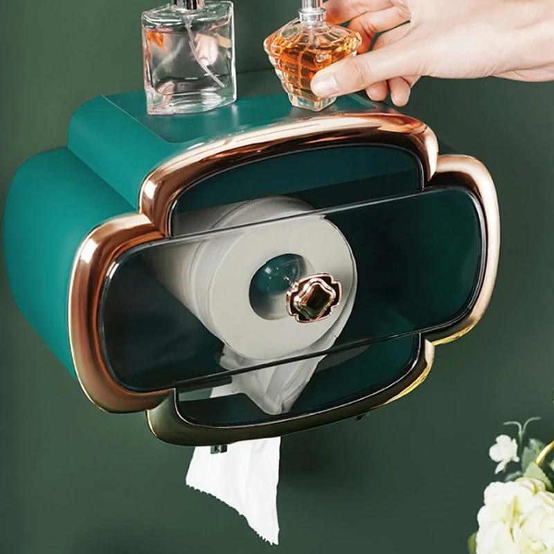 

Настенный держатель для рулона туалетной бумаги с водонепроницаемой пылезащитной крышкой и ящиком для хранения, поднос для туалетной бума...