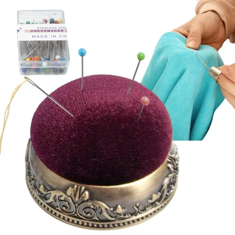 

Sewing Pins For Fabric Court Style Half-Ball Shape Vintage Sewing Pin Cushion Pad Half-Ball Shape Vintage Sewing Pin Metal Base