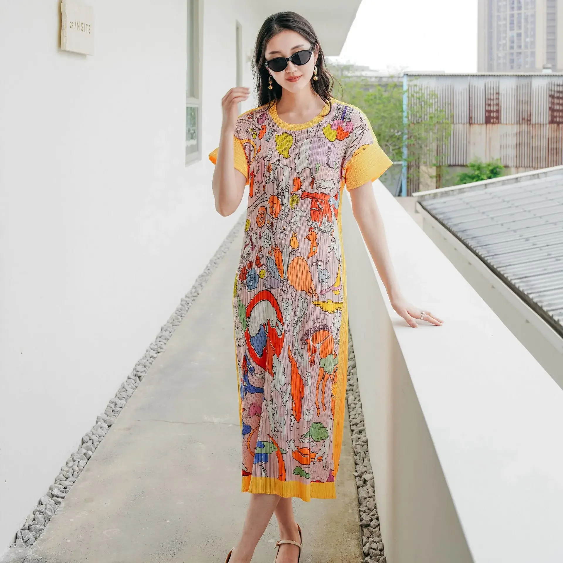 ALSEY модное качество новинка лета 2025 плиссированные женские платья Miyake тонкие с