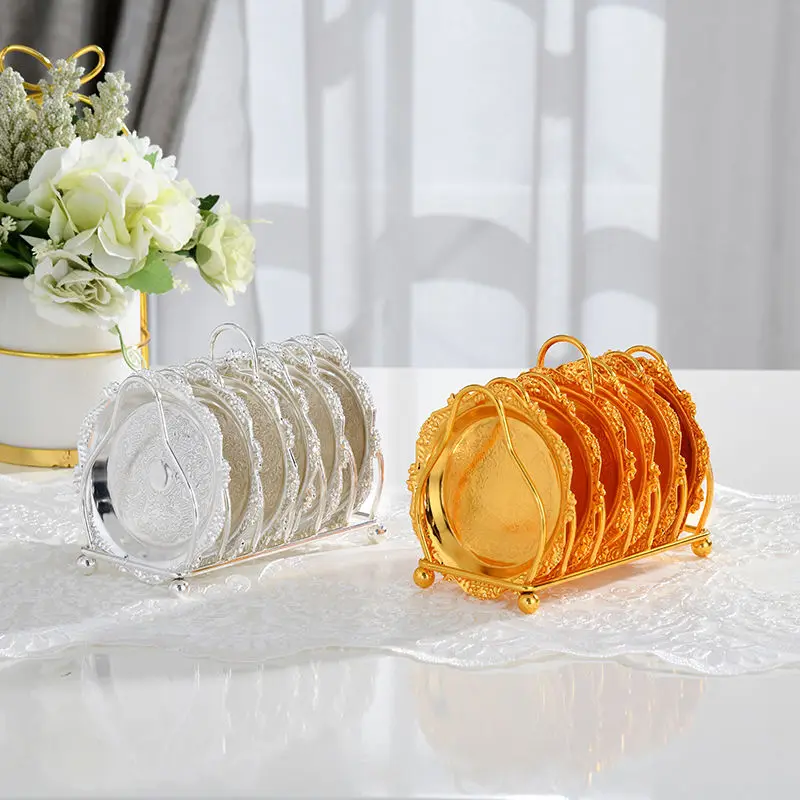 6 шт. классический золотистый коктейльный металлический подставка