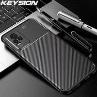 keysion shockproof case for vivo v21e v21 5g carbon fiber texture silicone phone back cover for vivo y73 5g y72 5g y52 5g y53s