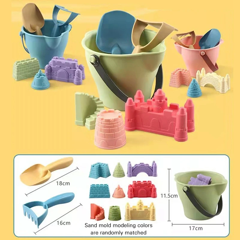 

Children Summer Toys Set with Castle Model Seaside Beach Toys Rubber Dune Sand Mold Tools Sets Baby Bath Toy