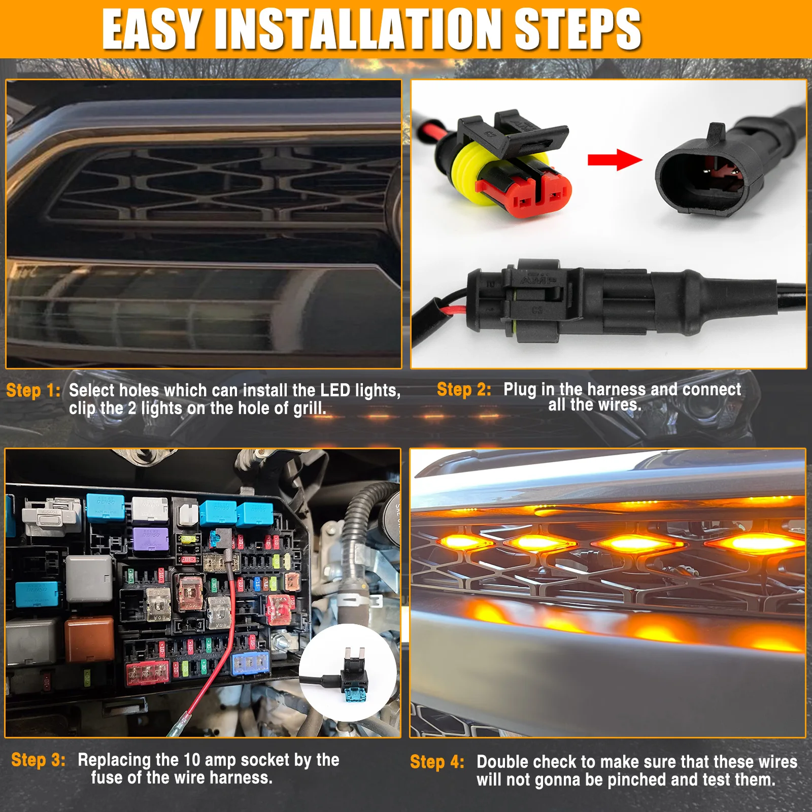 4 передние фары для гриля 2014-2023 Toyota 4runner TRD Pro включая SR5 внедорожные ограниченные