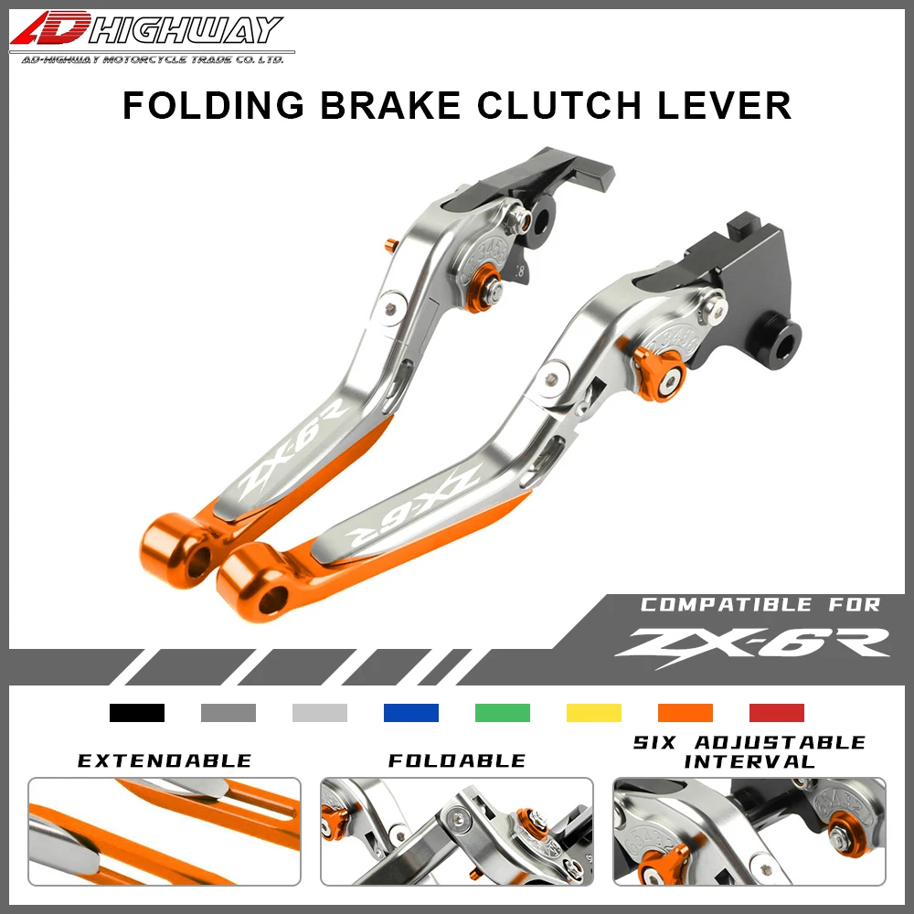 

For Kawasaki ZX636 ZX6R Motorcycle CNC Aluminum Adjustable Folding Brake Clutch Levers ZX 636 ZX 6R 2019 2020 Accessories