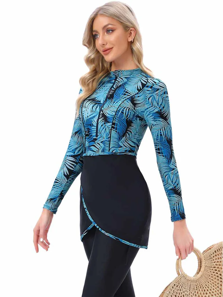 

Мусульманский купальник, Женский однотонный купальник с длинными рукавами, мусульманский женский купальник с хиджабом мусульманская одежда Буркини, купальный костюм, скромная пляжная одежда