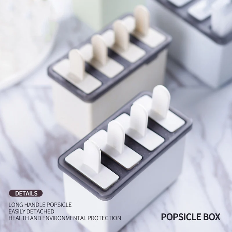 

4 Cavity Ice Popsicle Mold Maker DIY Creative Homemade Summer Ice Cream Molds Kitchen Gadget Homemade Freezer Ice Tools