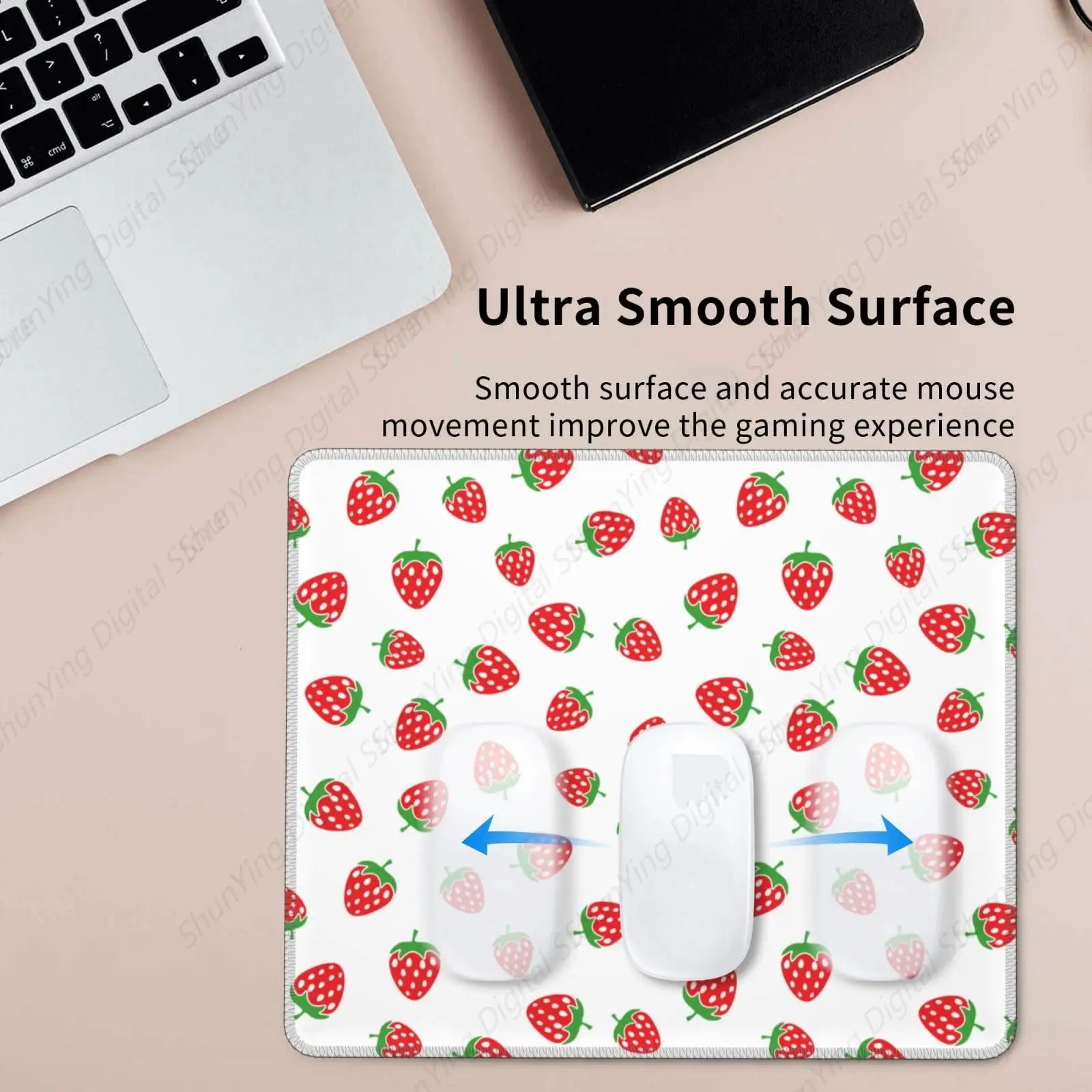Коврик для мыши с фруктовым клубничным узором нескользящий резиновый мужской и