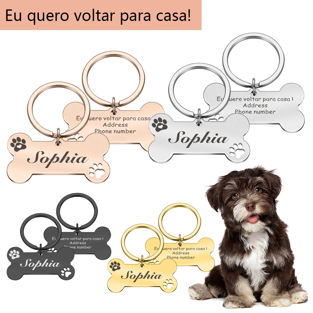

Eu quero voltar para casa Personalized Pet ID Tag Dog Name Free Engraved Pet ID Collar Anti-lost for Cat Puppy Dropshipping