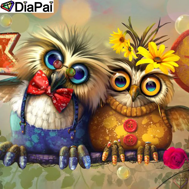 

DiaPai Diamond Painting Cross Stitch "Animal Owl" 5D DIY Diamond Embroidery Full Square/round Rhinestone Of Picture