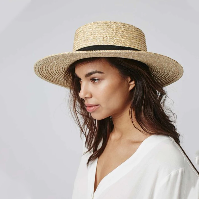

Womens' Panama Sun Hat Boater Handwoven Straw Hat for Summer Ladies Natural Straw Beach Hats Men Boy Casual Chapeu Feminino Cap