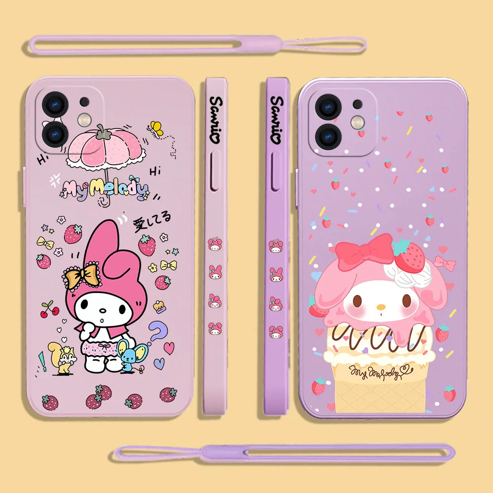 

Sanrio Cute My Melody Phone Case For Xiaomi Redmi Note 11 10A 10 10S 9 8 7 Pro Plus 10C 9A 9C 9T 4G 5G Cases With Lanyard