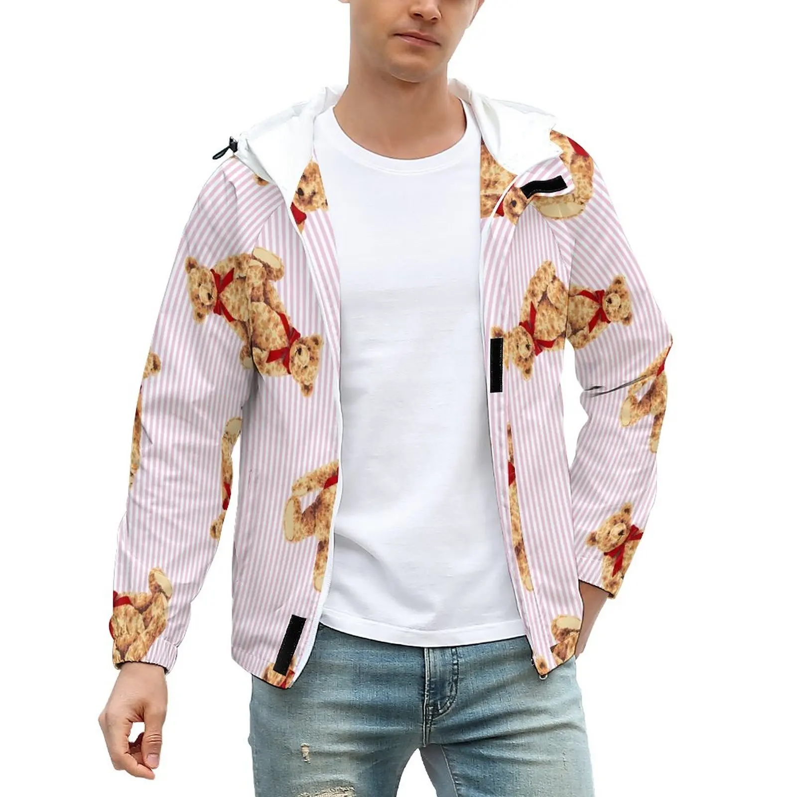 

Женская Повседневная куртка в розовую полоску, ветровка с карманами, мужские куртки на заказ, зимняя уличная одежда, свободная куртка