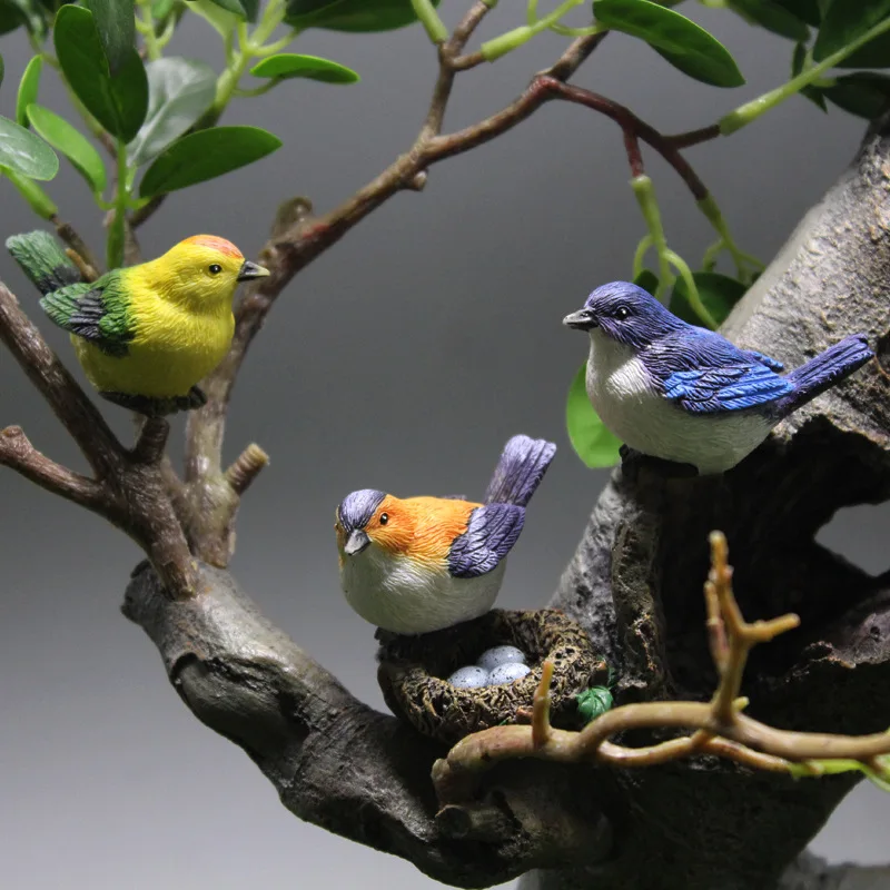 

Simulation Birds Nest Landscape Figurines Resin Crafts Gardening Bonsai Moss Ornaments Bird Egg Miniatures Home Desktop Decor