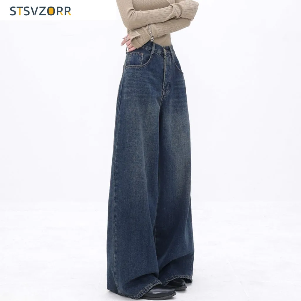 STSVZORR Y2K Loose Wide Leg Jeans Women's Spring New Large Loose Floor Pants High Street Pants