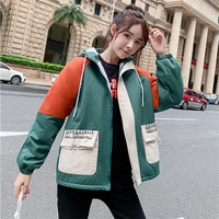 2021 spring autumn new female street style korean crop jacket coats women fashion casual plus velvet thickening tooling jackets