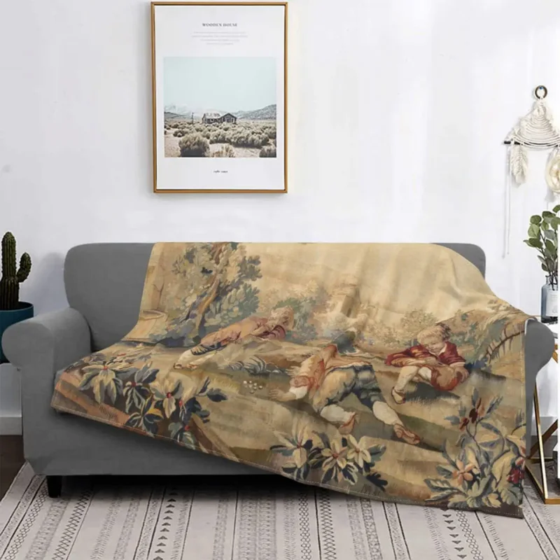 

Aubusson шерстяное покрывало для дивана, античный гобелен, теплое фланелевое одеяло в стиле бохо с французскими цветами, одеяла для кровати, офисные покрывала