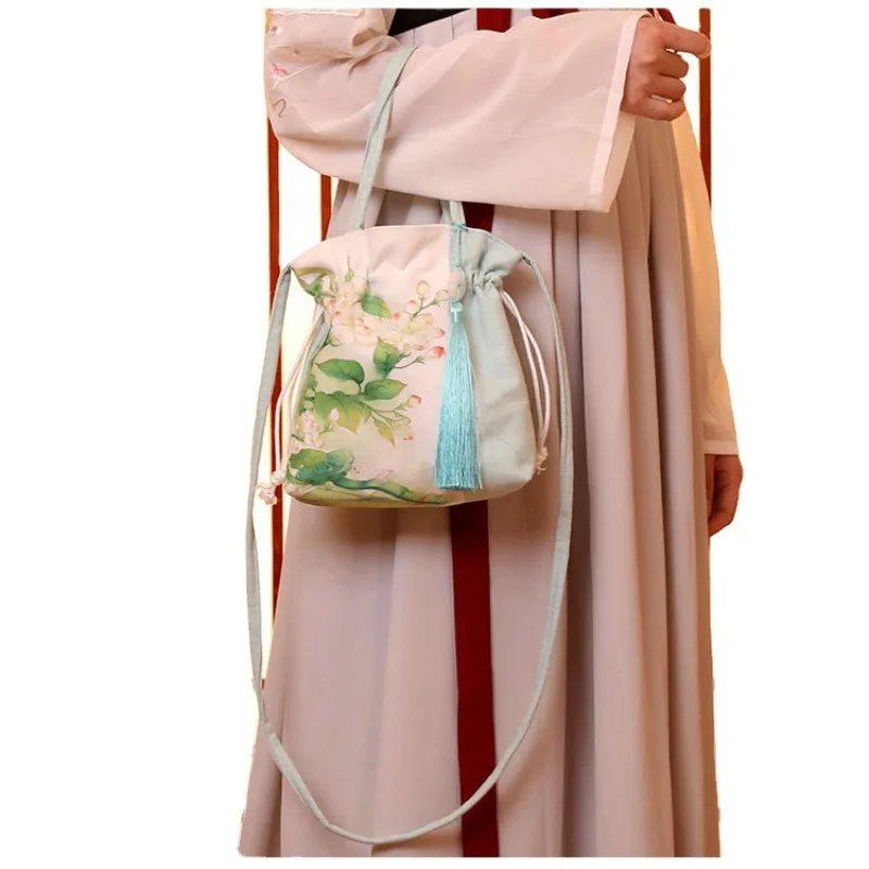 New Hanfu Bag Women Oblique Straddle Shoulder Backpack Handbag for Girls Simple Handle Bags