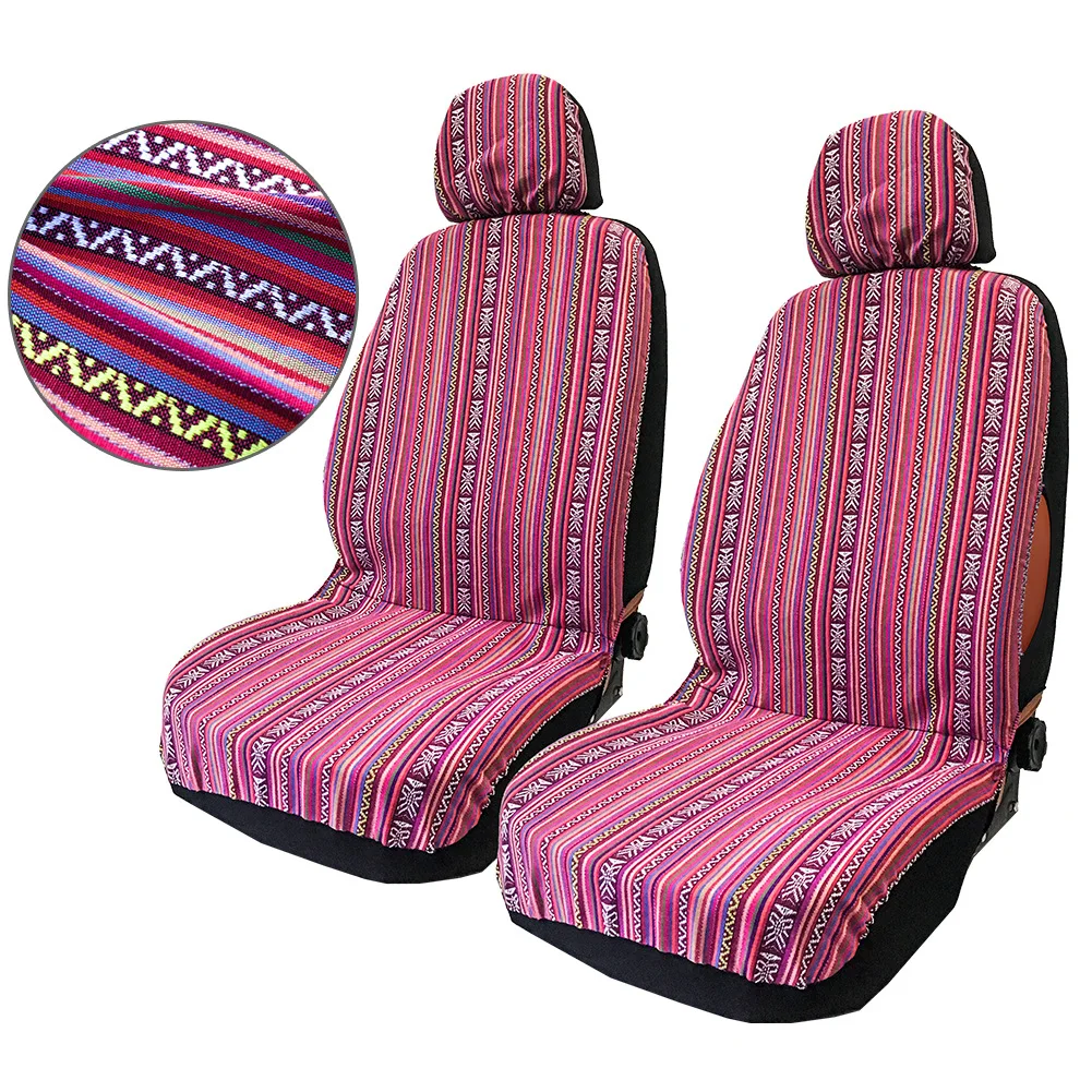 

Car Seat Covers Colorful Strips Dual Front Seat Car Seat Covers 4-Piece Set All Seasons Universal Seat Covers