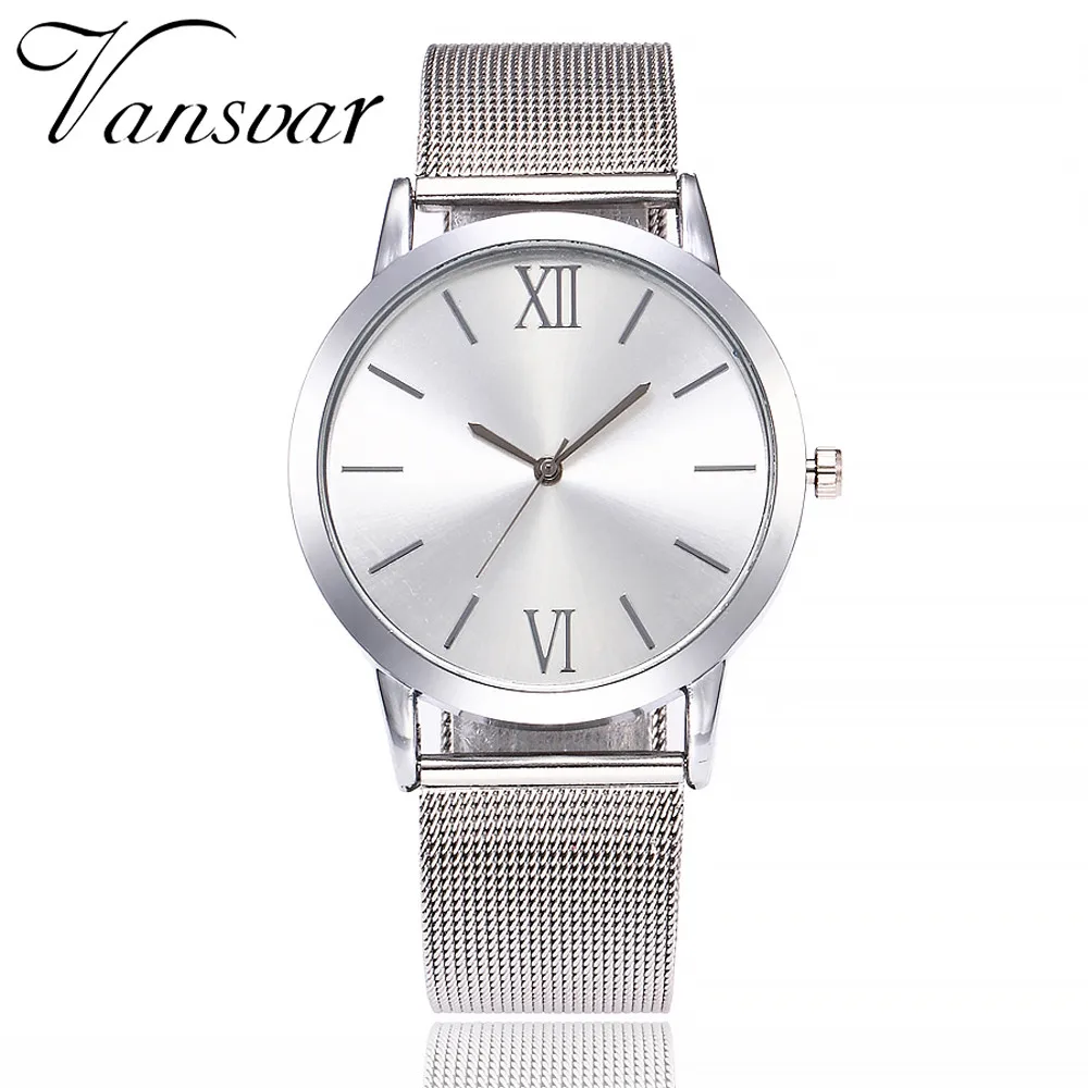 

5341 Vansvar Brand Fashion Mesh Band Watches Luxury Women Stainless Steel Watch Casual Quartz Wristwatch Clock Relogio Feminino