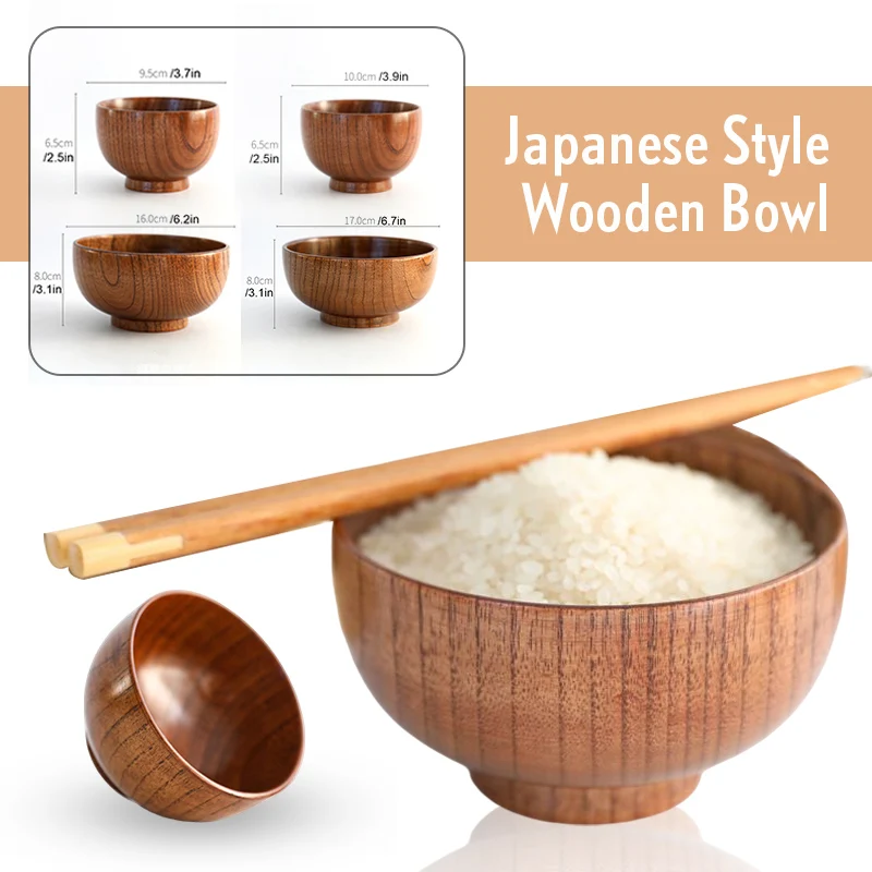 

Japanese Style Wooden Bowl Natural Wood Bowl Fruit Salad Noodle Rice Soup Small Bowl Kitchen Utensil Dishes Handmade Crafts