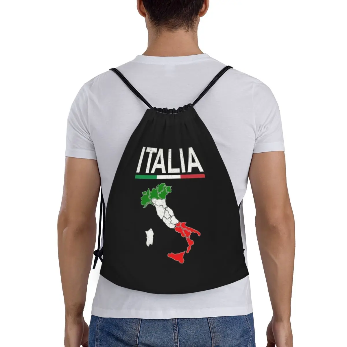 Рюкзак на шнурке с итальянским флагом заказ спортивная сумка для спортзала