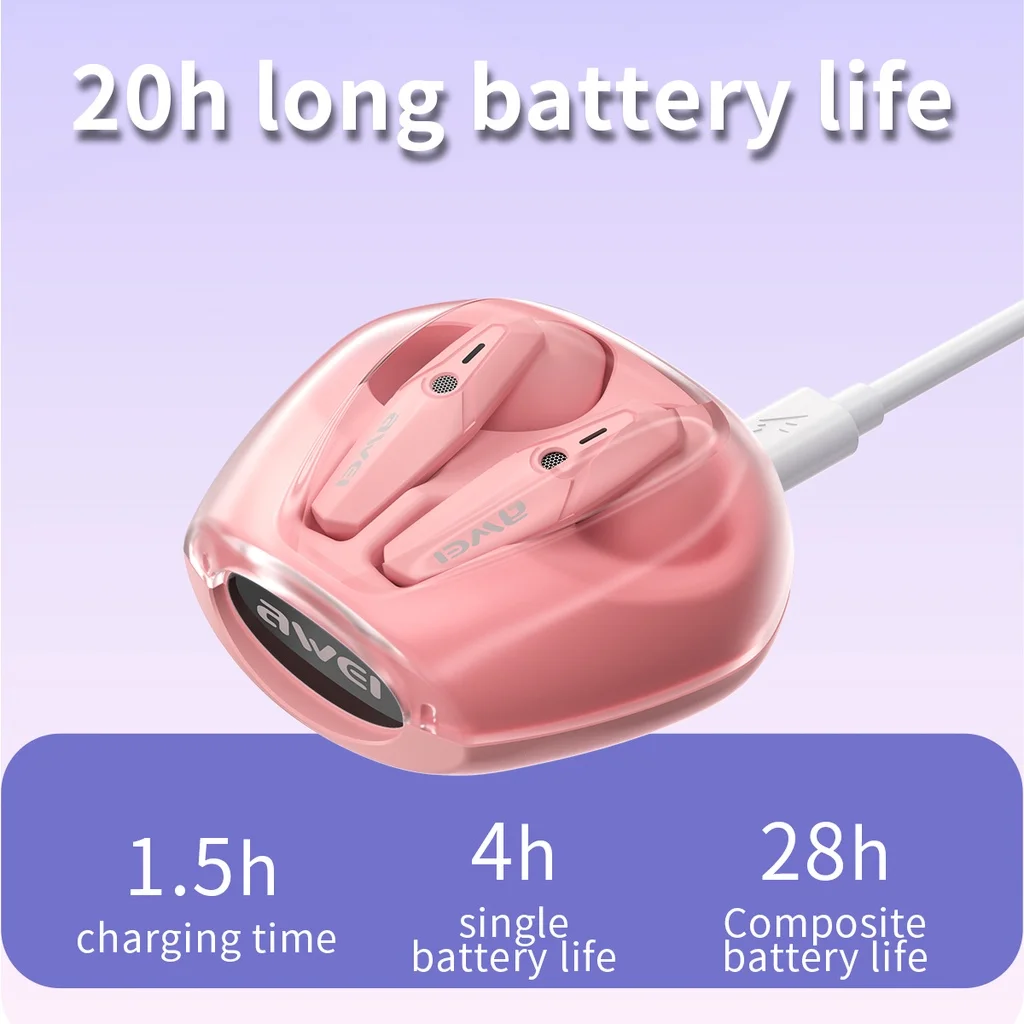 Awei T25 Bluetooth 5.3 Earphones Wireless Earbuds Noise Cancelling Sports Headsets With Microphone in-Ear DNS Fone Headphones - купить по