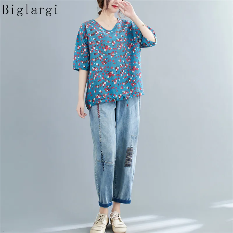

Oversized Flower Floral T Shirts Summer Women Big Size Casual T-Shirt Tshirts Fashion Korean Womens Cotton Vintage T Shirt 2022