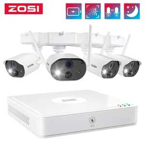 ZOSI Беспроводной комплект видеонаблюдения NVR на 24 канала, 1080p аккумуляторные камеры, TF карта