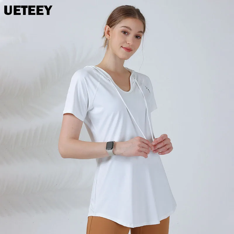 

Hooded Yoga Shirts Gym Loose Tops Running T Shirts Sports Shirts Fitness Quick Dry Tank Tops Female Sportswear deportiva mujer