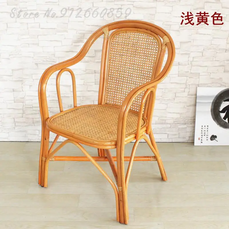 Teng chair natural real rattan single woven handmade mahjong backrest small home elderly short balcony lounge wicker |