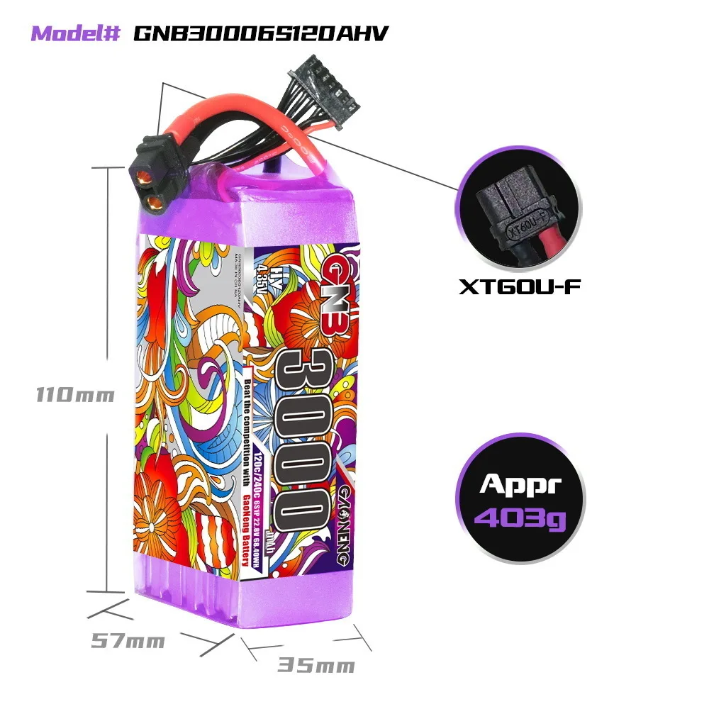 Оригинальный литий-полимерный аккумулятор GNB HV 6S 22 8 в 3000 мАч 120C/240C для FPV-дрона