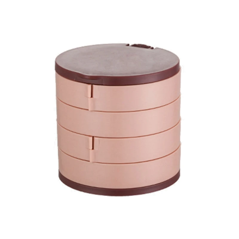 

Jewelry Organizer Case with Mirror 4 Layers 360 Degree Rotating Storage Box Necklace Bracelet Ring Earring Display Tray