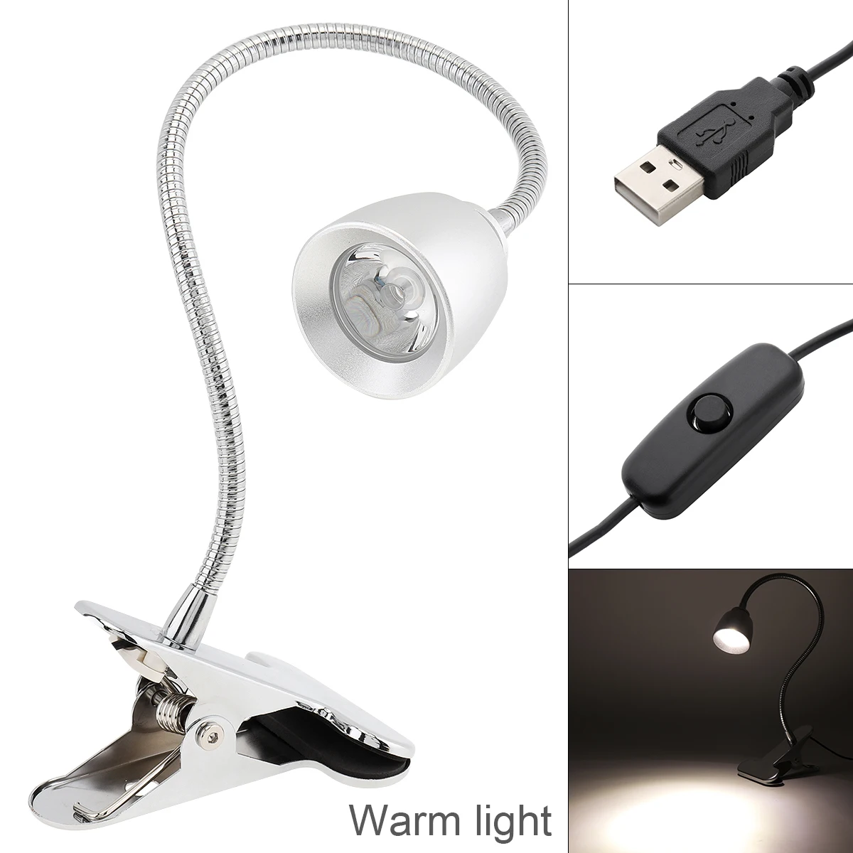 

Настольная лампа 3 Вт, 4 режима, приглушаемая Светодиодная лампа с USB-разъемом и зажимом, теплый светильник, настольная лампа с защитой глаз для студентов, с конусной головкой для обучения