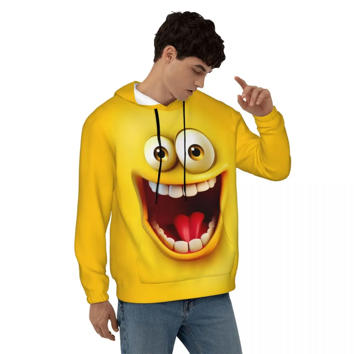 

Smile Face Loose Hoodies Man 3d Style Casual Pullover Hoodie Spring Trendy Comfortable Sweatshirts Large Size