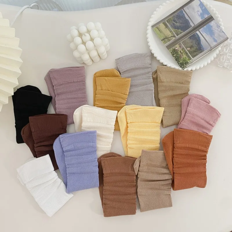 Simple New White Cotton Women's Socks Set 10 Pairs High-Quality Soft Solid Color Spring Autumn Casual Thin Cotton Socks