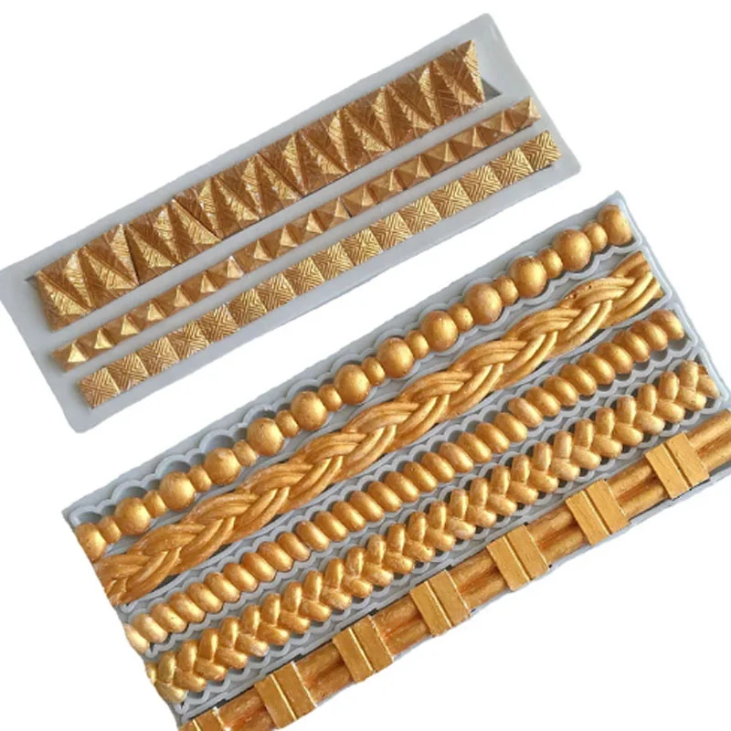 

Twist Rope Pearl Pattern Sea Wave Silicone Mold Chocolate Fondant Cake Lace Decoration Resin Mould Kitchen Accessory For Baking