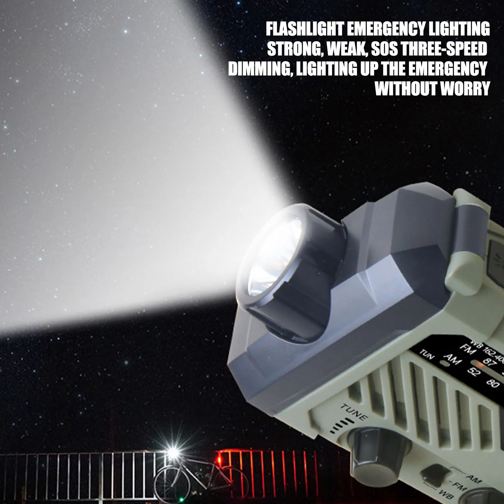 portable table radio hand crank am fm noaa emergency reading lamp led flashlight solar charging 2000mahpower bank for cell phone free global shipping