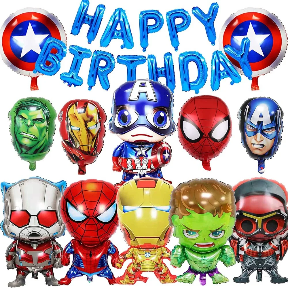 

Superhero Birthday Party Aluminum Foil Balloons Avengers Super Hero Birthday Party Supplies Spiderman Iron Man Party Decorations