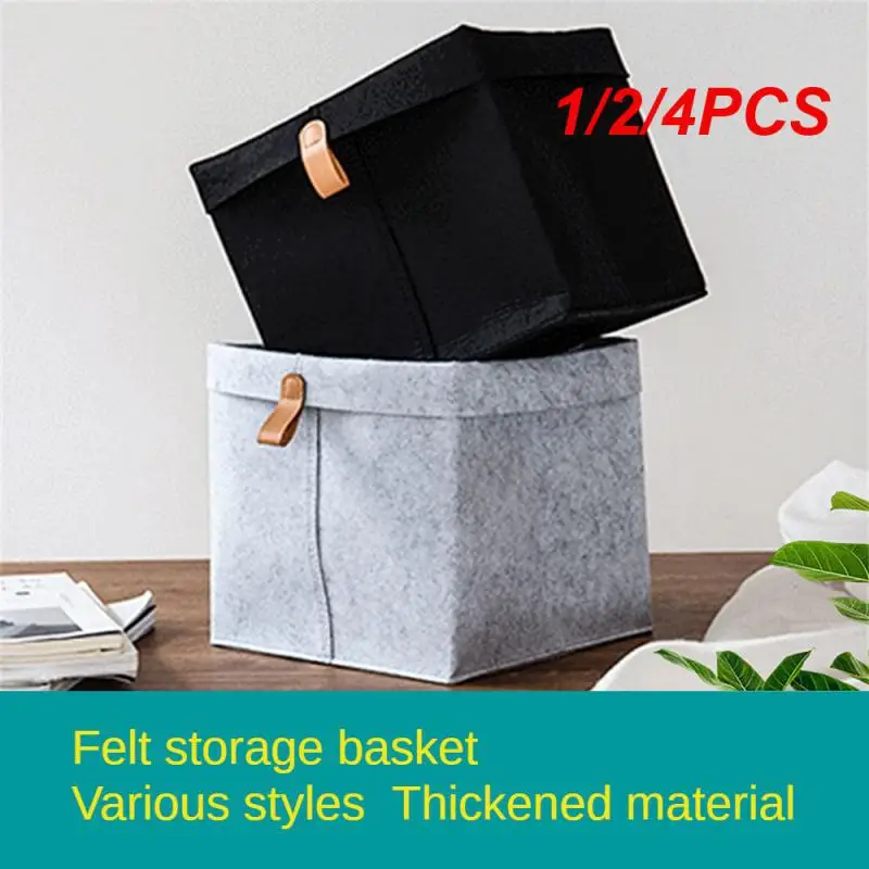 

1/2/4PCS Nordic Felt Storage Basket Living Room Tea Table Black Gray Sundries Storage Basket Cloth Felt Storage Box Bedroom