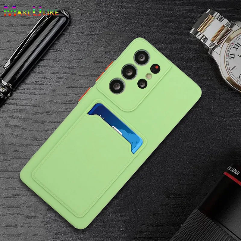 

Card Slot Case for Samsung Galaxy S21 Ultra Plus Case Soft Silicone Shockproof Case for Samsung S20 FE S23 S22 Plus Ultra Cover