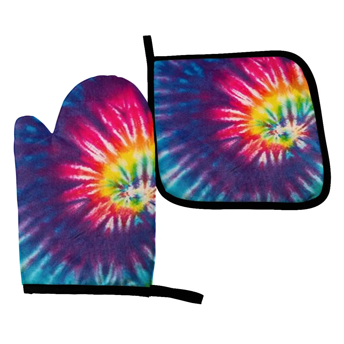 

Tie Dye Oven Mitts Potholder Pad Baking Oven Kitchen Cooking Gloves Microwave Insulation Pad Polyester Gloves Set