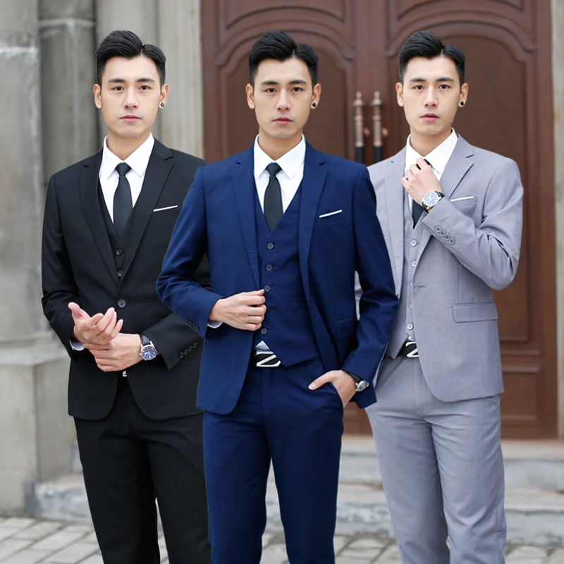 Bridegroom Suit set Men's Suit Wedding Formal Dress Three-Piece Plus size Guest look omsman up Brothe...