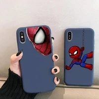 marvel superhero spider man phone case for iphone 13 12 mini 11 pro xs max x xr 7 8 6 plus candy color blue soft silicone cover