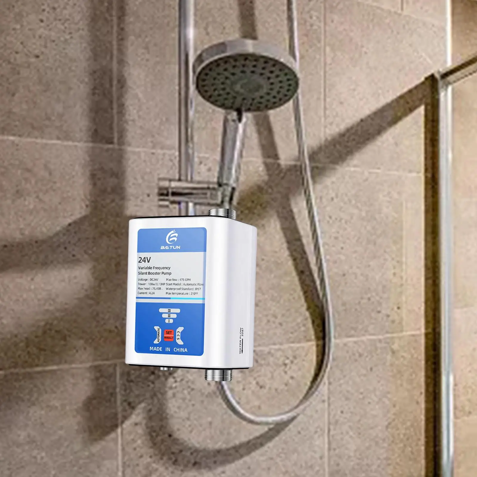 

Automatic Water Pressure Booster Pump Max Temperature 210 F Mute Portable 24V Boost Pressure Pump for Household Home Washroom