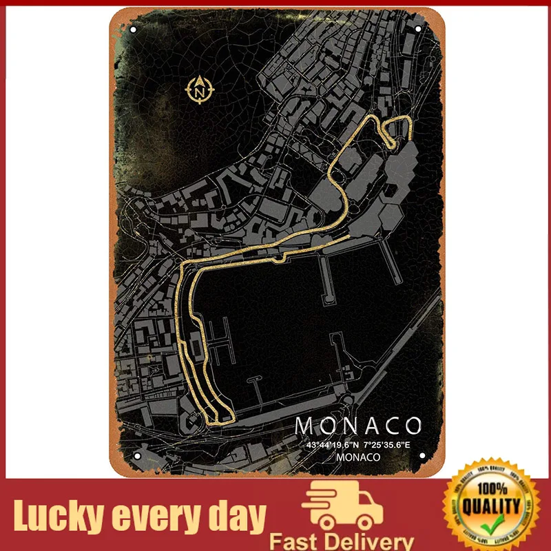 

Formula One Tracks Monaco Circuit Wall Art Metal Tin Retro Vintage Sign room decoration home decor metal wall decor