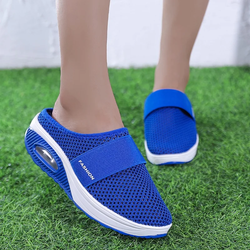 Women Casual Lightweight Wedges Slip-on Shoes Comfy Breathable Slippers Platform Shoes Outdoor Non-slip Air Cushion Sandals